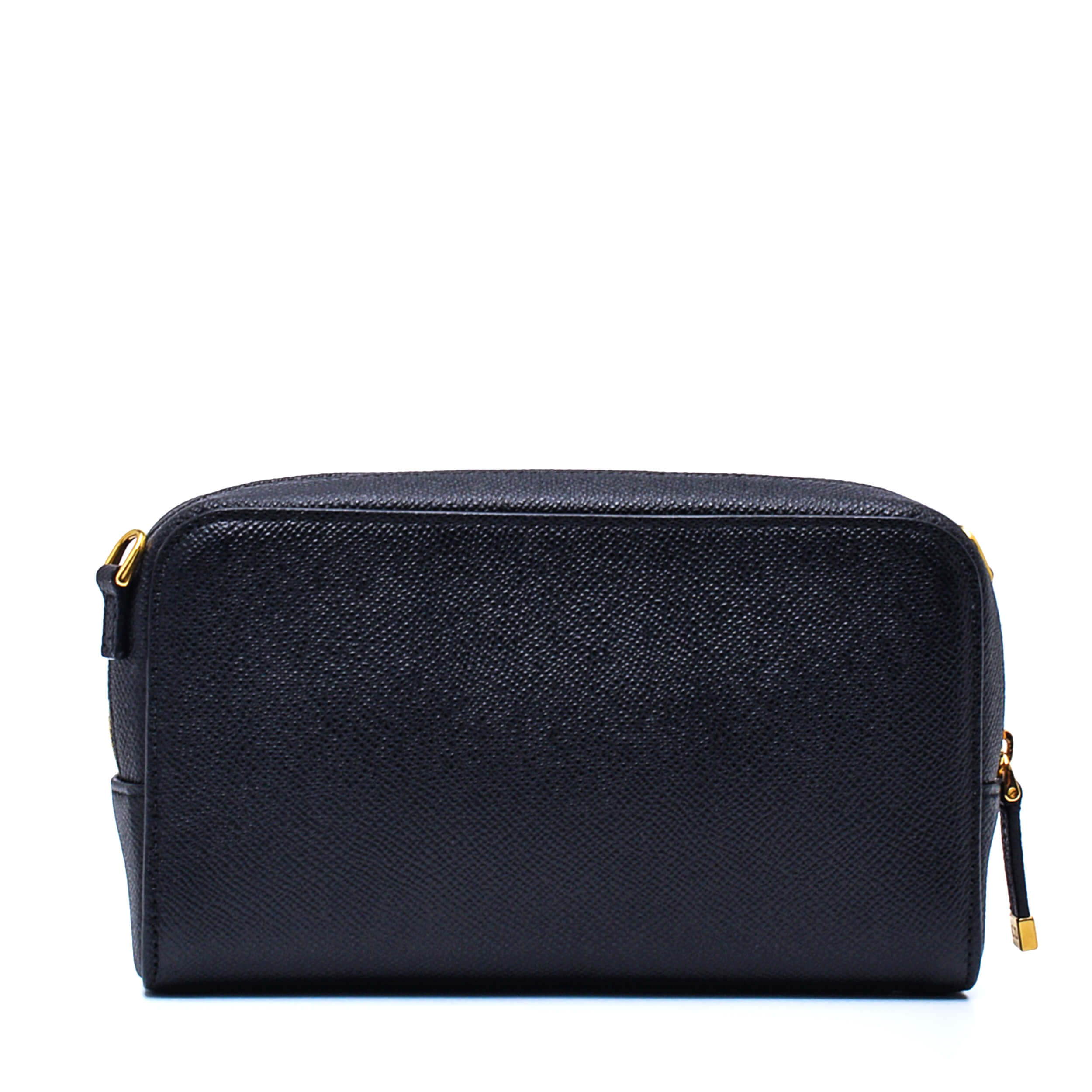 Christian Dior - Black Grained Calfskin Leather Double Pouch with Strap Bag